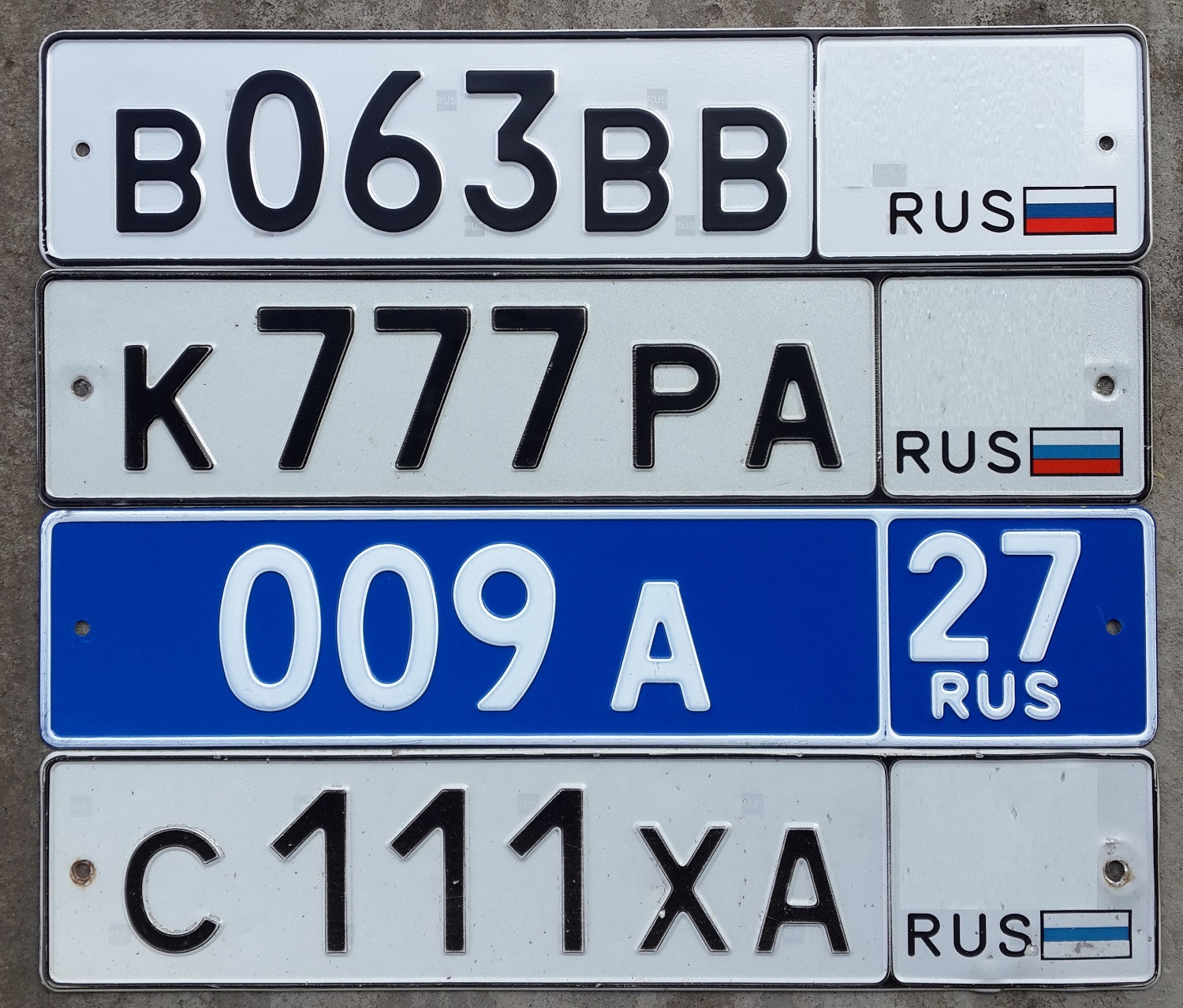 009 а 27, License plate without vehicle 